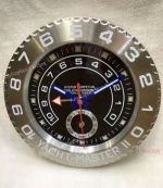 Replacement Rolex Yacht master Wall Clock Silver Case Black Face Clock